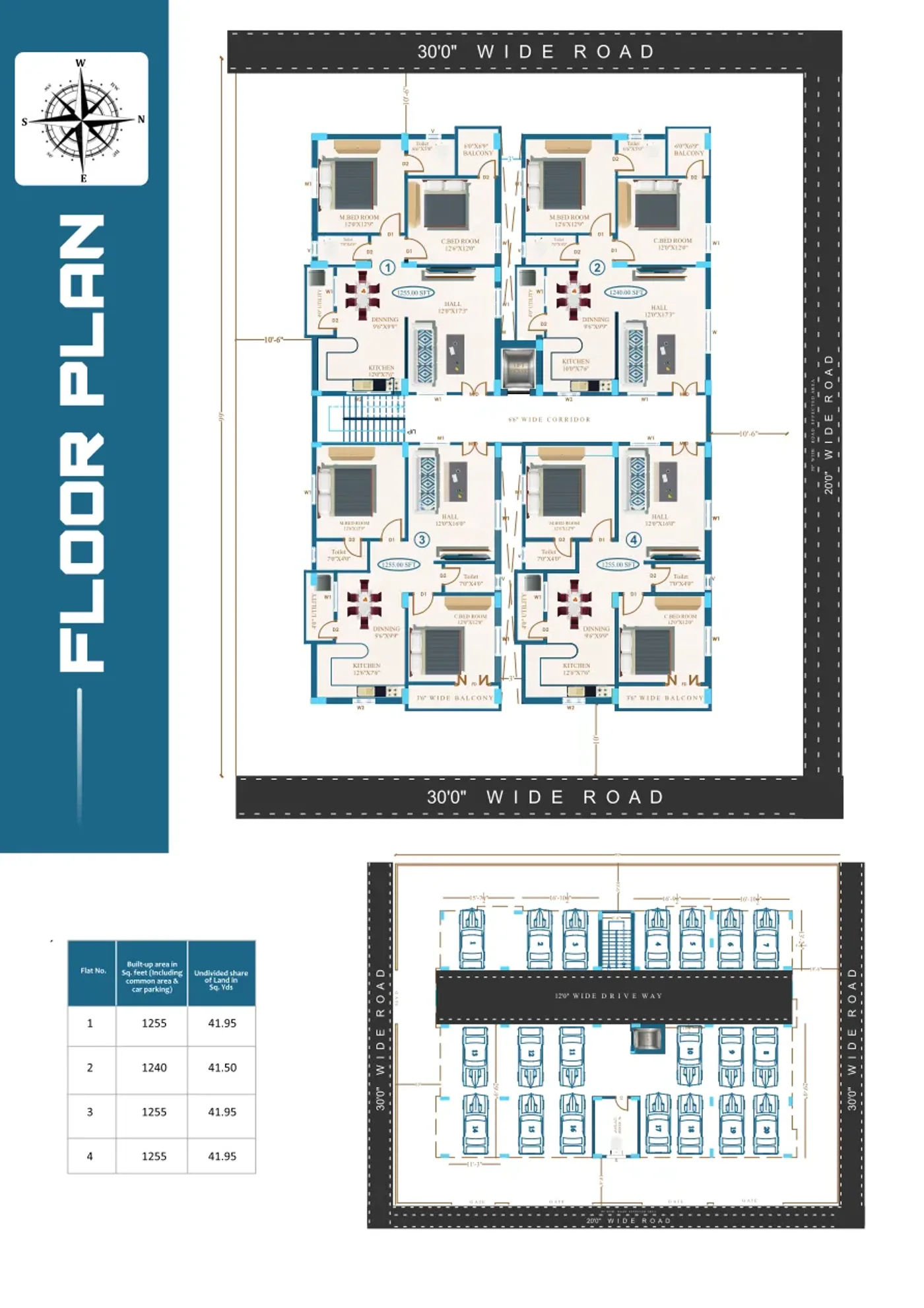 Plot No. 16 floor plan and parking