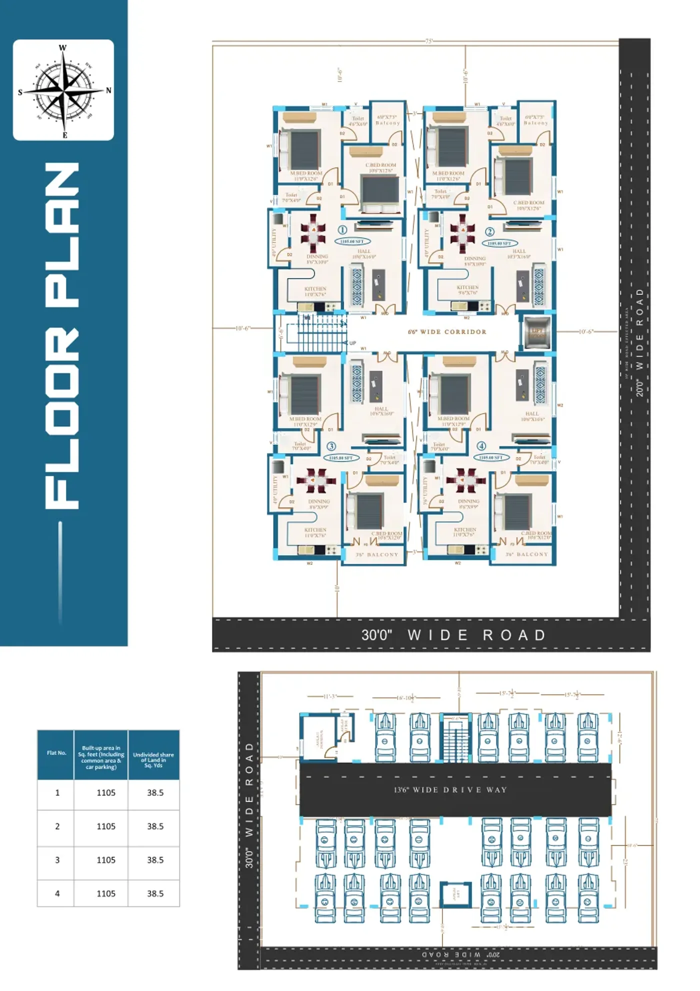 Plot No. 27 floor plan and parking